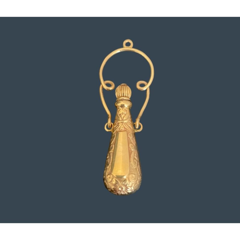 Amphora Perfume Bottle Pendant Gold Tone 2"